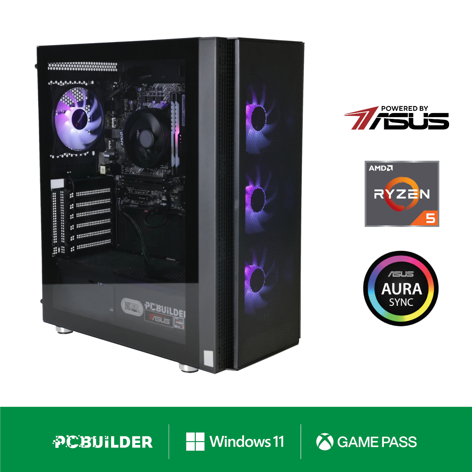 PCBuilder Ryzen 5 5600GT STRIKER Windows 11 Asus RTX 5060 Bundle Gaming PC
